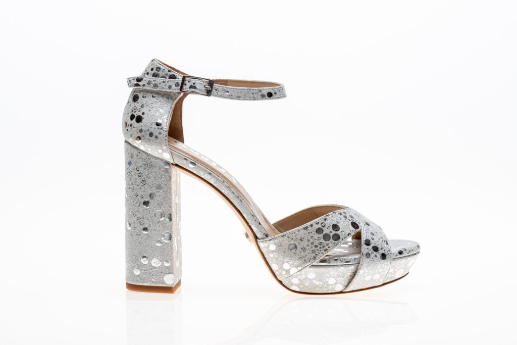 wedding heels Bridal Shoes Platforms Bubble Silver and White Actitud - Anabella by Rossy Sanchez