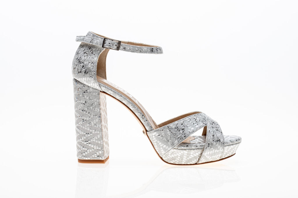 wedding heels Bridal Shoes Platforms Frames White and Silver Actitud - Anabella by Rossy Sanchez